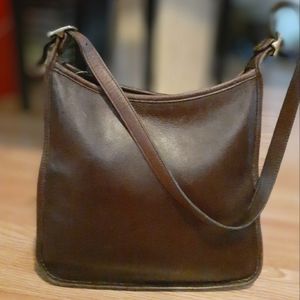 Vintage Coach Andrea Slim Mahogany Leather Shoulder Tote Bag 9073